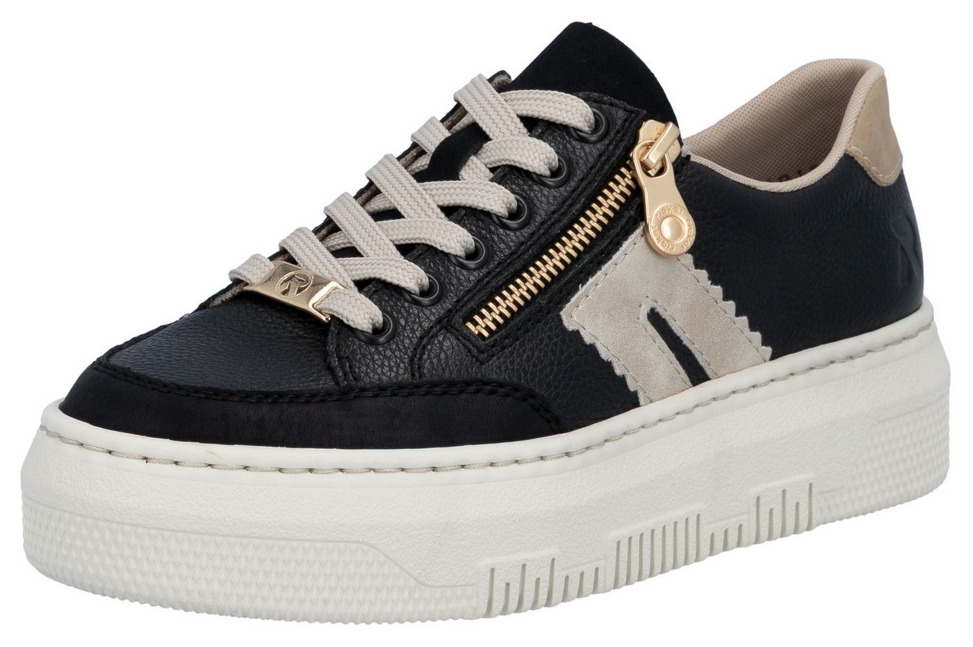 Rieker Plateausneaker Schnürschuh, Halbschuh, Freizeitschuh mit seitlichem Reißverschluss
