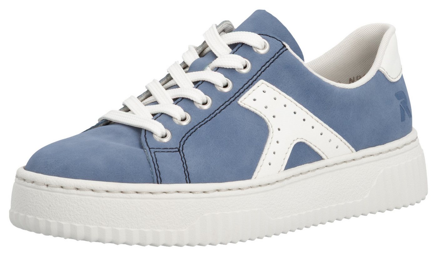 Rieker Plateausneaker Schnürschuh, Halbschuh, Freizeitsneaker mit modischer Plateausohle (blau/weiß)