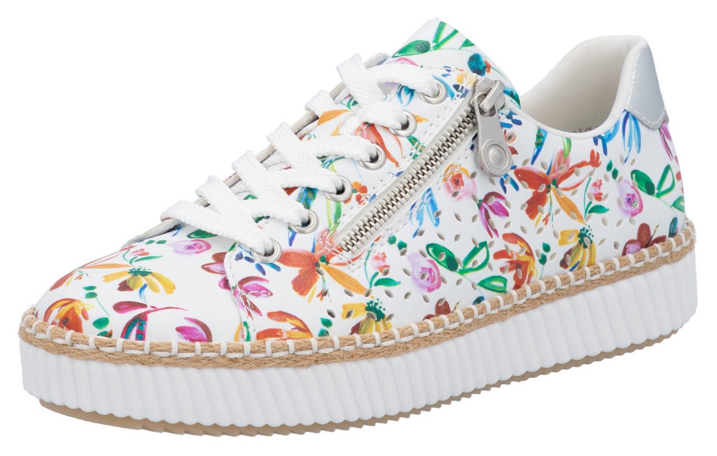 Rieker Plateausneaker, Schnürschuh, Halbschuh, Sneaker mit seitlichem Reißverschluss