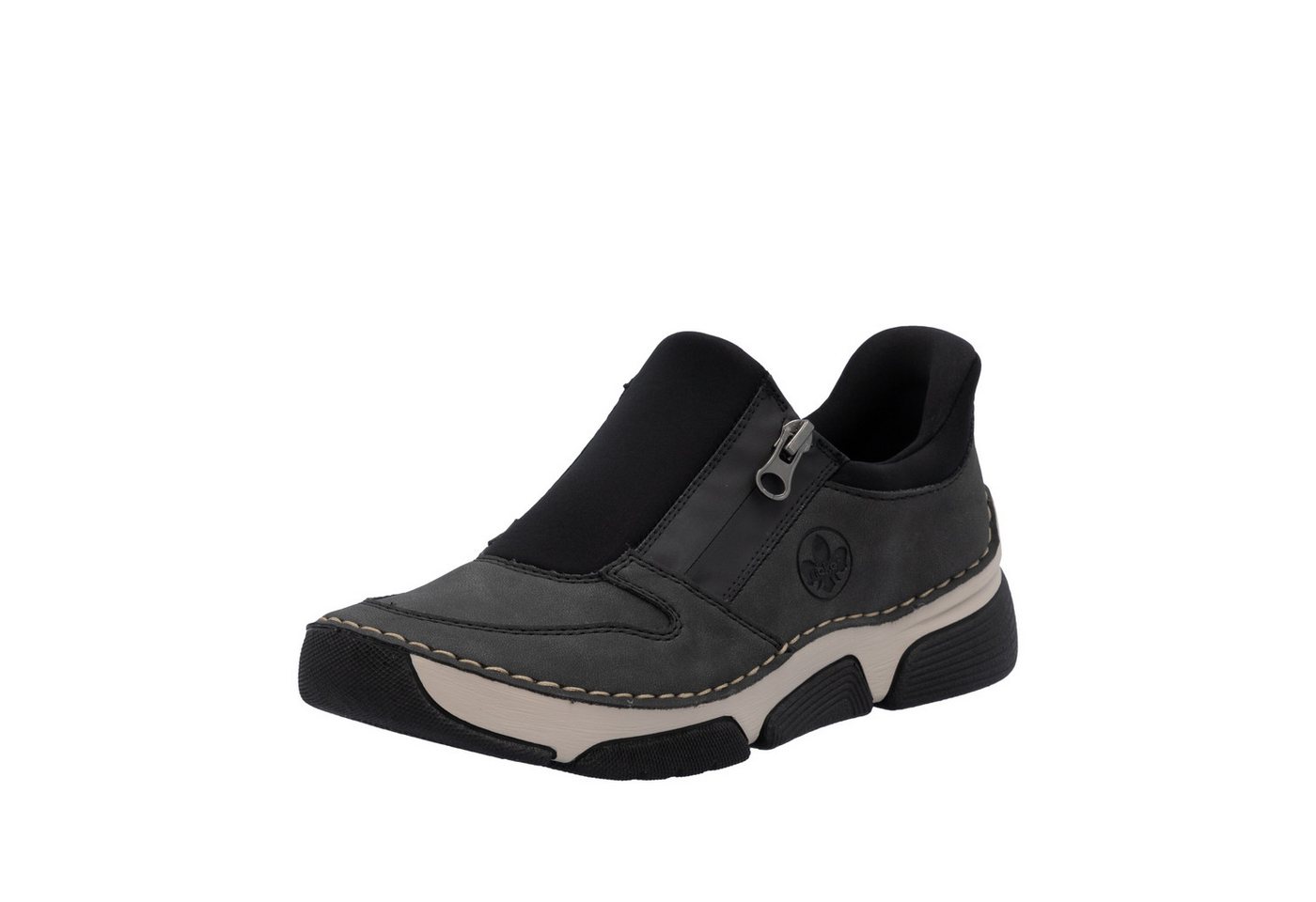 Rieker Ready2GO Slip-On Sneaker Halbschuh, Freizeitsneaker mit seitlichem Reißverschluss