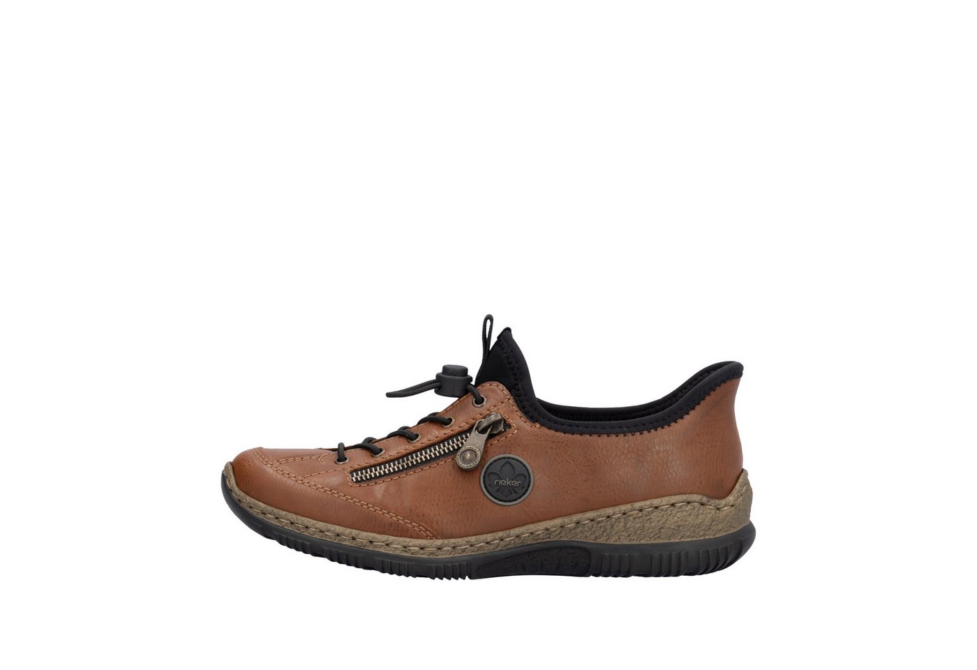Rieker Ready2GO Slip-On Sneaker, Schlupfschuh, Freizeitschuh, Halbschuh mit MemoSoft-Ausstattung (braun/schwarz)