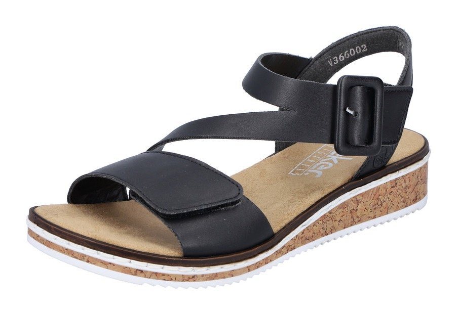 Rieker Riemchensandale Sommerschuh, Sandalette, Keilabsatz, mit asymmetrischem Riemchen