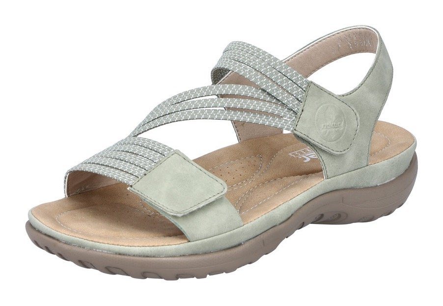 Rieker Riemchensandale Sommerschuh, Sandalette, Keilabsatz, mit Gummizügen (grün)