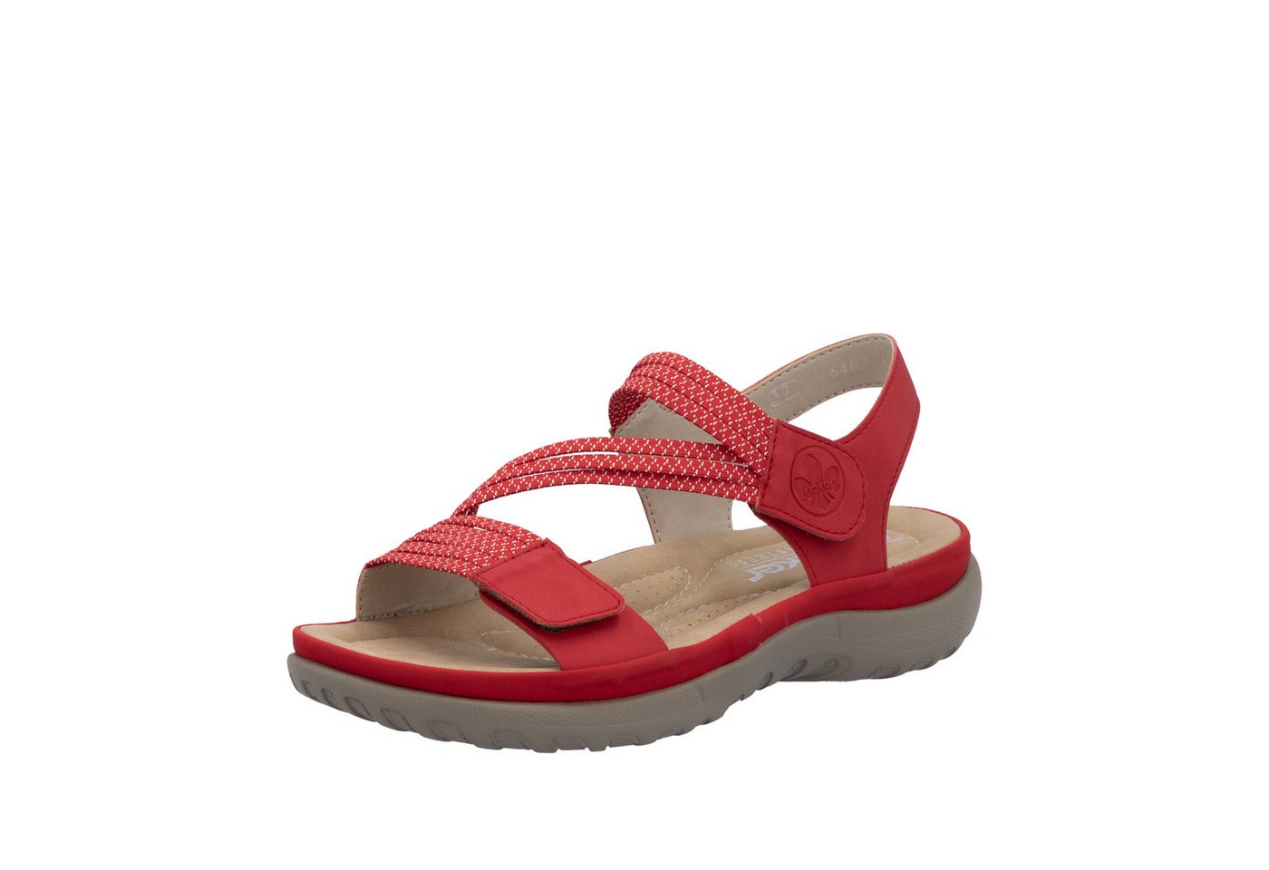 Rieker Riemchensandale Sommerschuh, Sandalette, Keilabsatz, mit Gummizügen (rot)