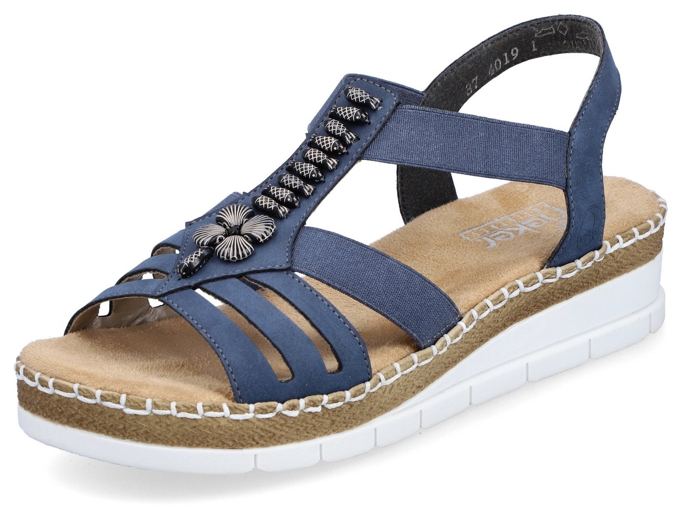 Rieker , Sommerschuh, Sandalette, Keilabsatz, mit modischen Schmuckelementen