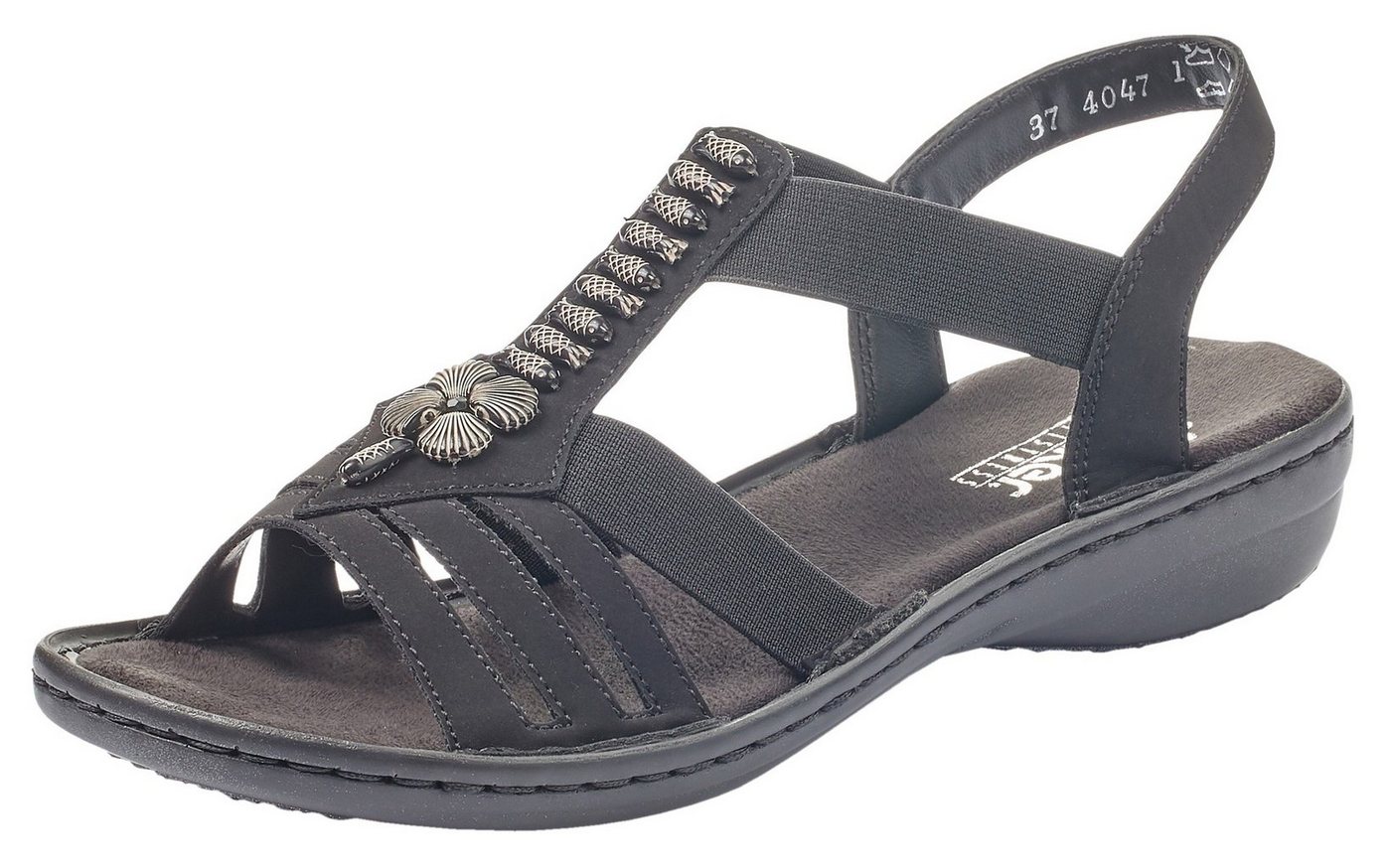 Rieker Riemchensandale Sommerschuh, Sandalette, Keilabsatz, mit schöner Verzierung