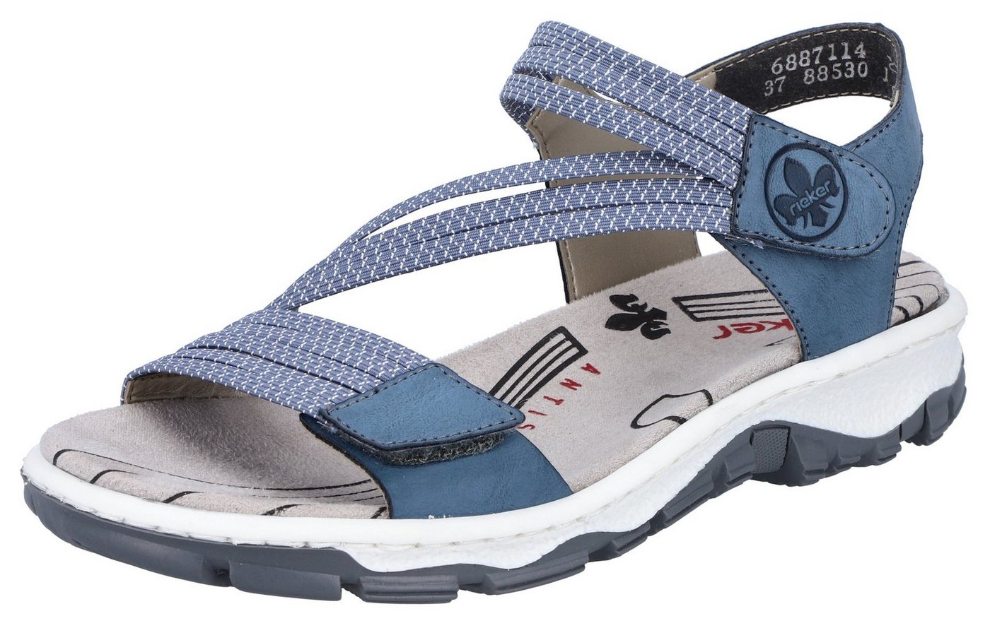 Rieker Riemchensandale Sommerschuh, Sandalette, Klettschuh, im Sportslook (blau)