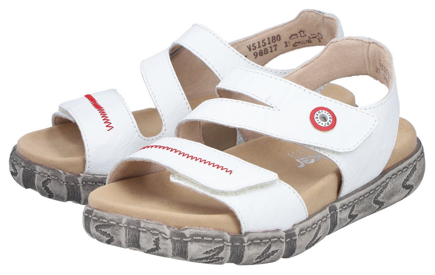 Rieker Sandale Sommerschuh, Klettsandale mit Ziernaht (weiß)