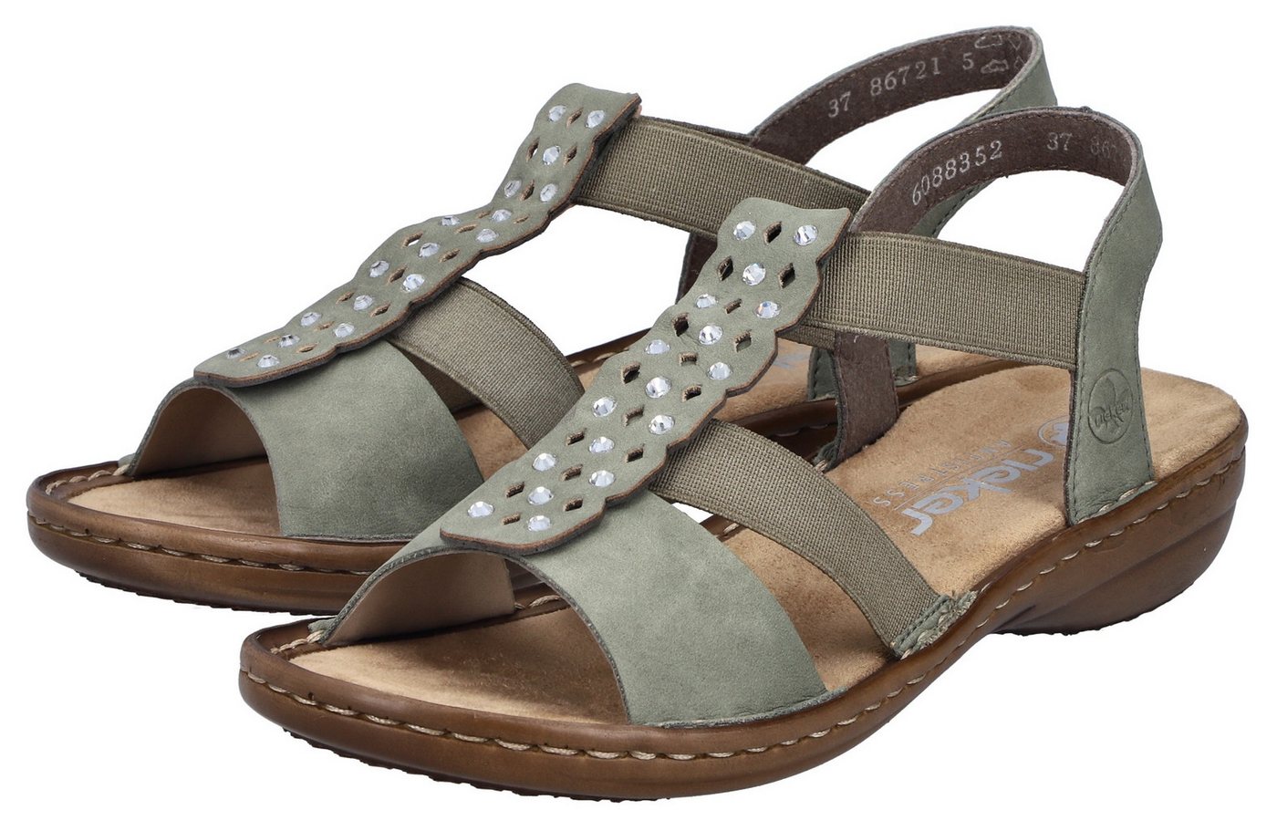 Rieker Sandale Sommerschuh, Schlupfschuh mit Gummizug für guten Sitz