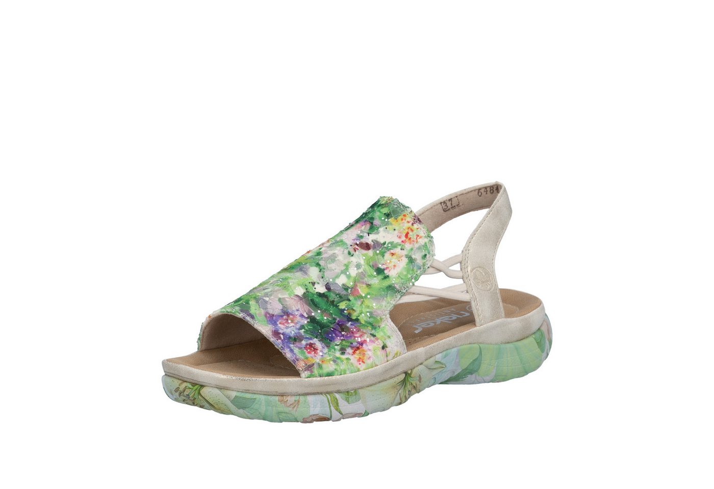 Rieker Sandale Sommerschuh, Schlupfschuh mit seitlichen Gummizügen für guten Sitz