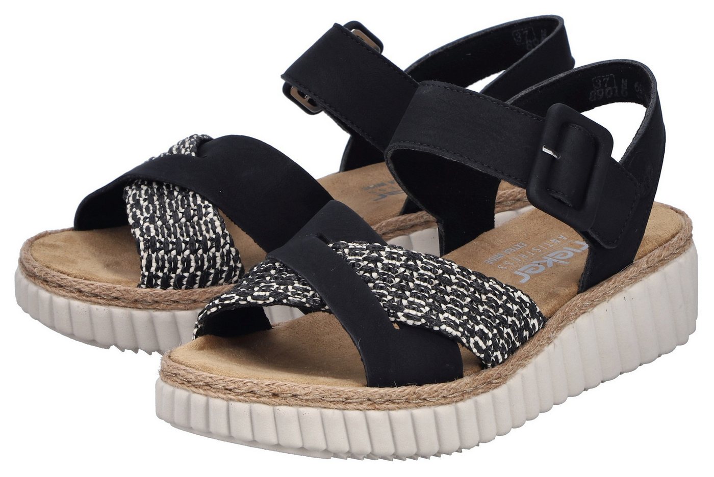 Rieker Sandale Sommerschuh, Strandschuh, Urlaubsschuh mit Bastumrahmung