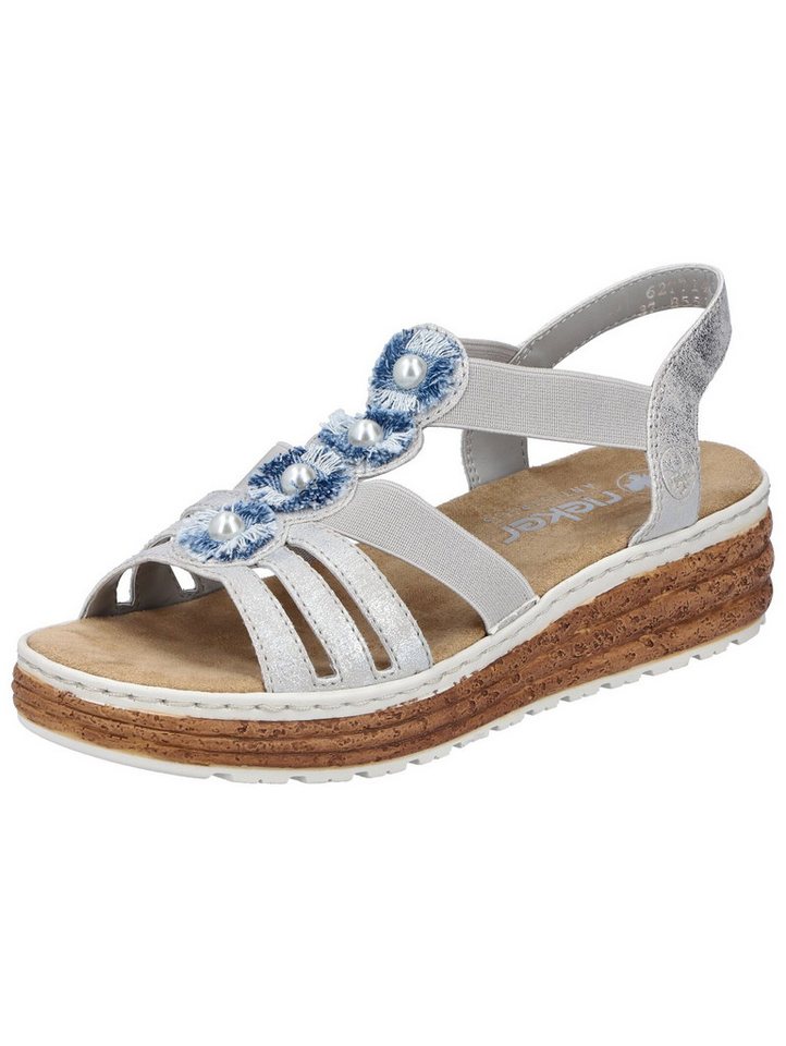 Rieker Sandalen Lederimitat Keilsandalette (blau/silber)