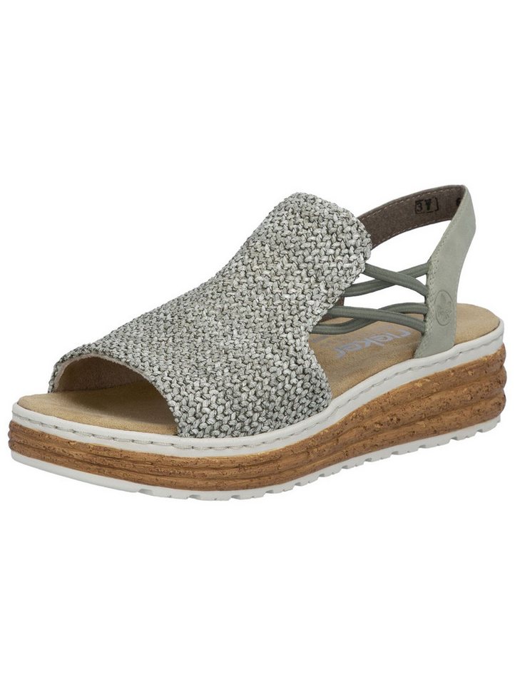 Rieker Sandalen Textil Keilsandalette (grün)