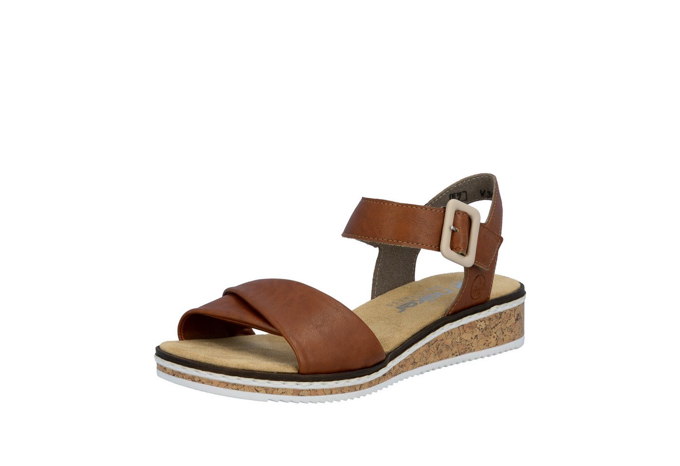 Rieker Sandalette Keilsandale, Sommerschuh, Urlaubsschuh mit Klettriemchen (braun)