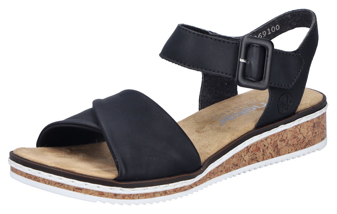 Rieker Sandalette, Keilsandale, Sommerschuh, Urlaubsschuh mit Klettriemchen
