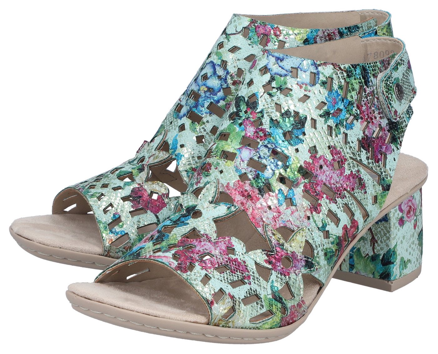 Rieker Sandalette Sommerschuh, Sandale, Blockabsatz, mit modischer Schaftgestaltung