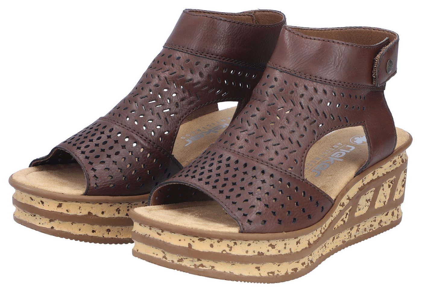 Rieker Schaftsandalette Sommerschuh, Urlaubsschuh, Keilsandale mit Perforation