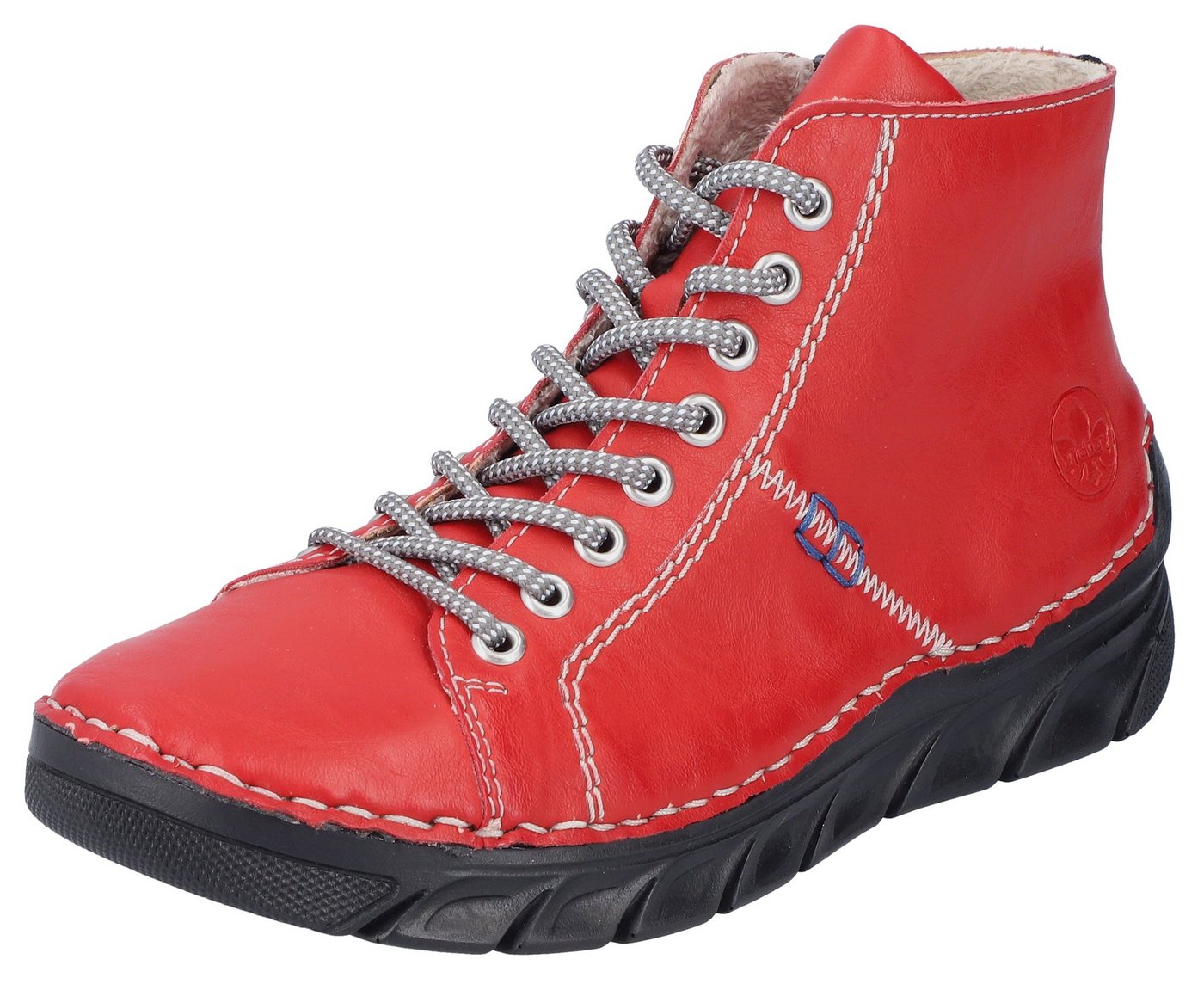 Rieker Schnürboots, Schnürstiefelette, High Top Sneaker, Schnürschuh mit Kontrastnaht