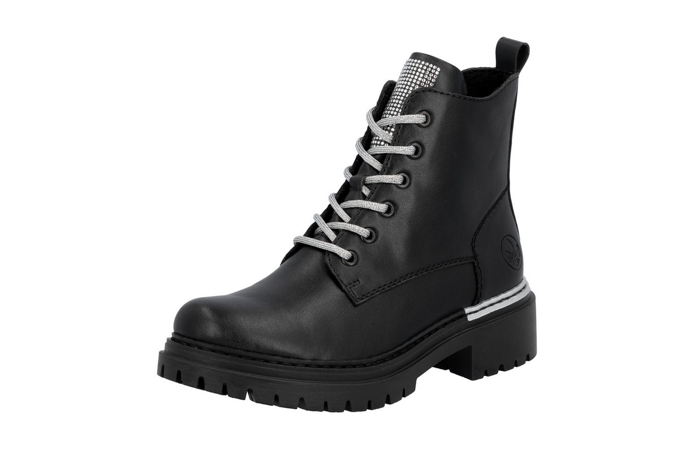 Rieker Schnürboots Schnürstiefelette, Profilsohle, mit praktischem Innenreißverschluss (schwarz)