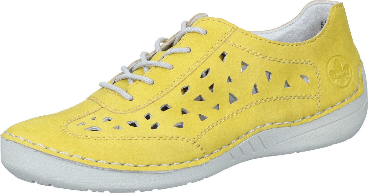 Rieker Schnürer Schnürschuh aus strapazierfähigem Synthetik (gelb)