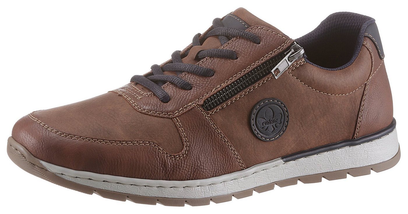 Rieker Schnürschuh mit seitlichem Reißverschluß, Freizeitschuh, Halbschuh, Schnürschuh (braun)