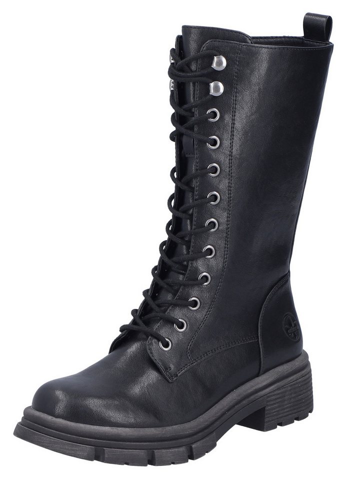 Rieker Schnürstiefel Schnürboots mit Reißverschluss und robuster Profilsohle