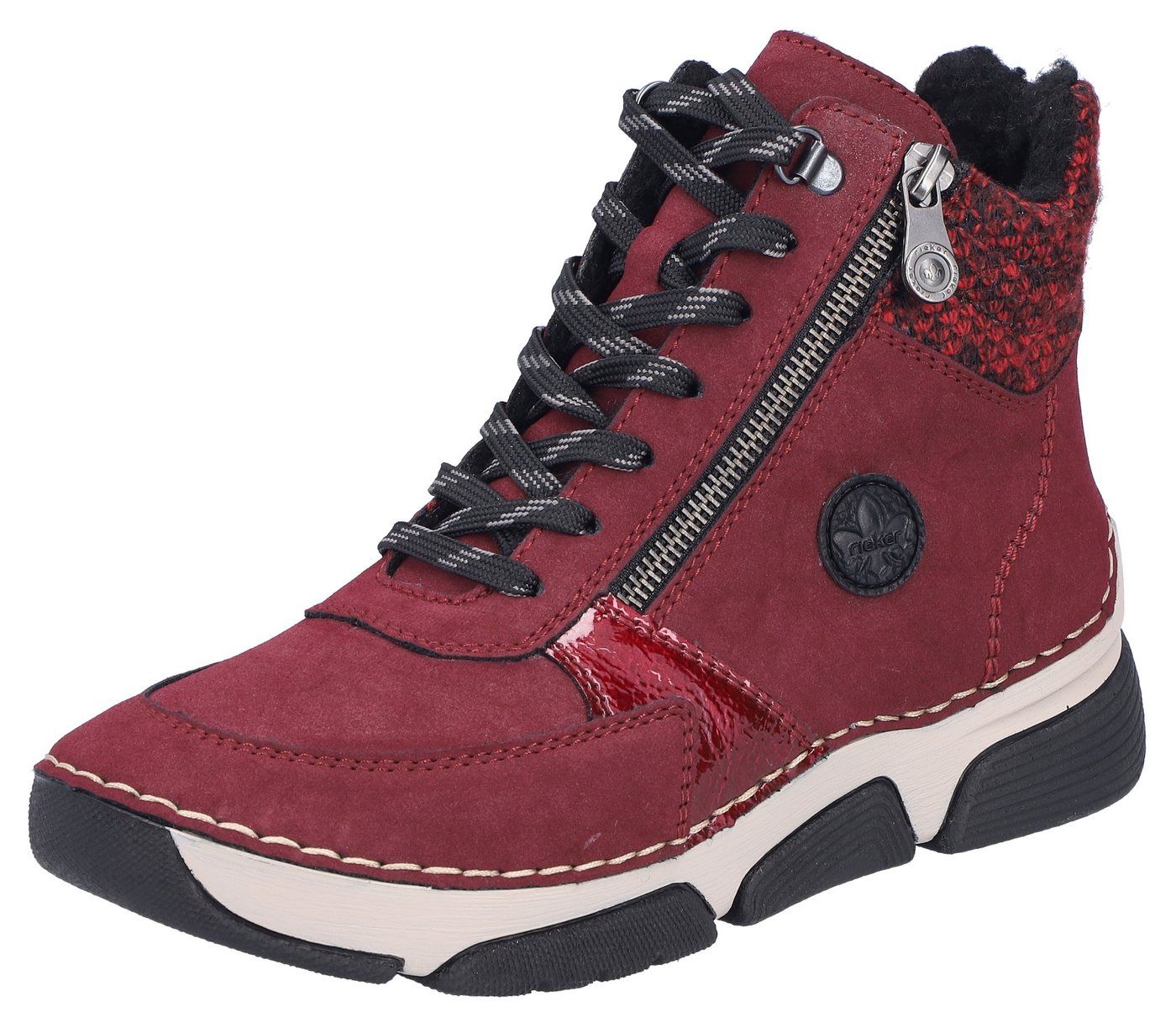 Rieker Winterboots Schnürstiefelette, Schnürboots mit Textil-Besatz am Schaftrand