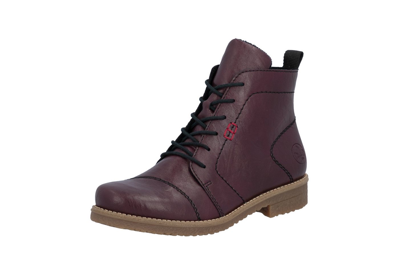 Rieker Schnürstiefelette Blockabsatz, Schnürboots mit modischen Ziernähten