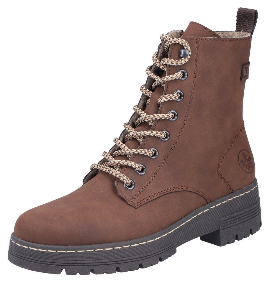Rieker Schnürstiefelette Schnürboots, Plateauboots, Profilsohle, mit Innenreißverschluss (braun)