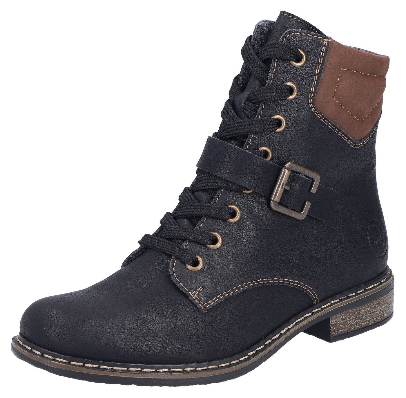 Rieker Schnürstiefelette Schnürboots, Stiefelette, Blockabsatz, mit gepolstertem Schaftrand