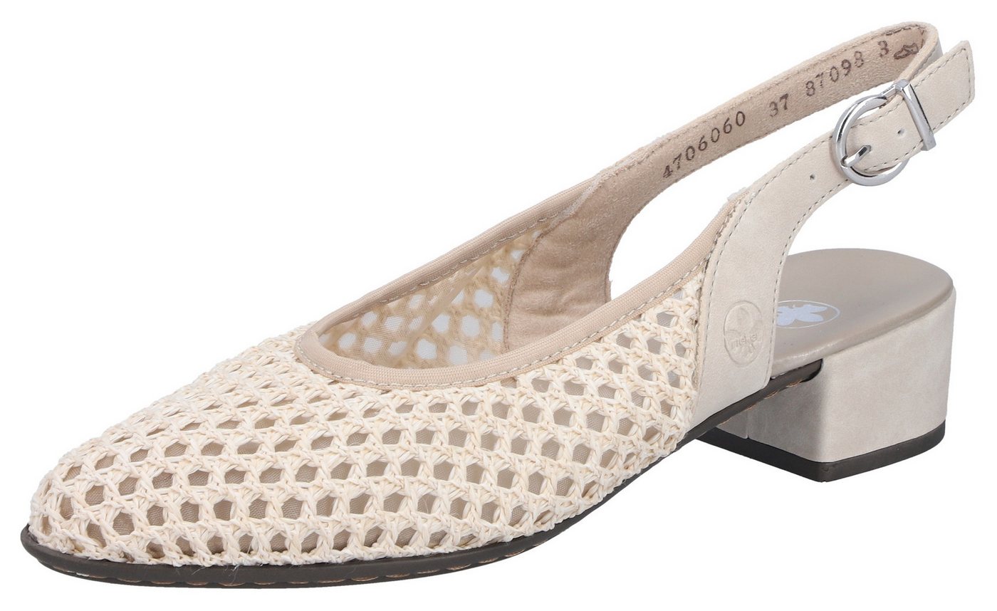 Rieker Slingsandale Sommerschuh, Festtagsschuh, Blockabsatz, mit Riemchen (beige)
