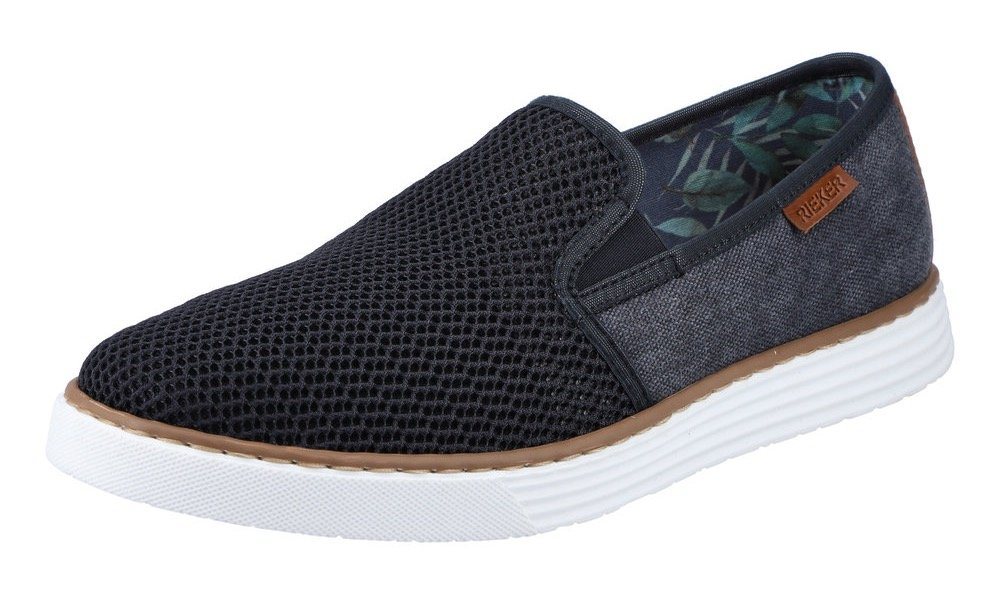Rieker Slip-On Sneaker Casual Slipper, Freizeitschuh mit gemustertem Innenfutter