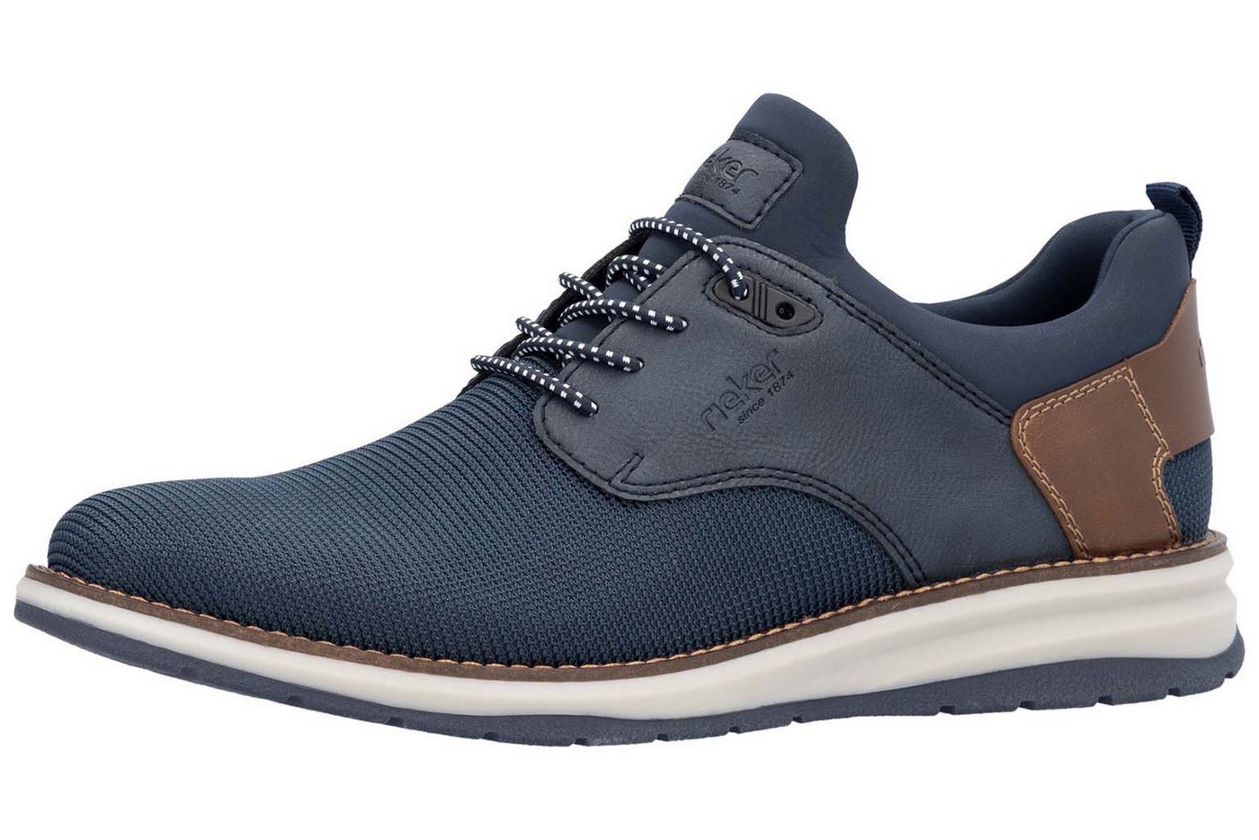 Rieker Slip-On Sneaker, Halbschuh, Freizeitschuh, Schlupfschuh mit Gummizug (blau/braun)