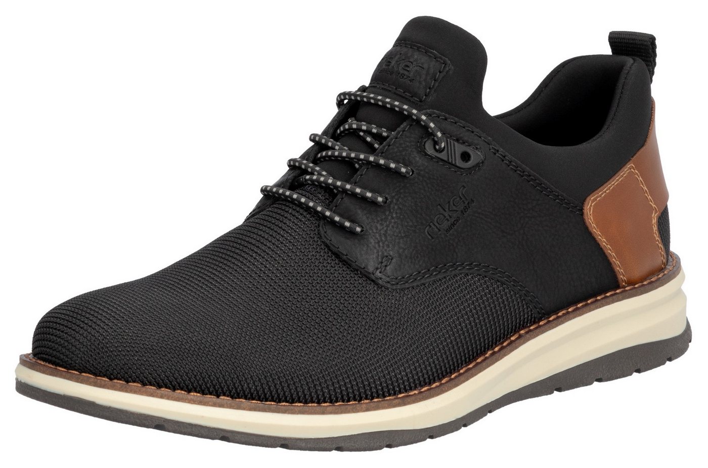 Rieker Slip-On Sneaker, Halbschuh, Freizeitschuh, Schlupfschuh mit Gummizug (braun/schwarz)