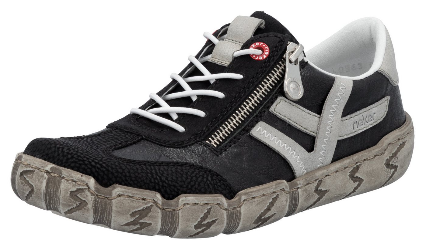 Rieker Slip-On Sneaker, Halbschuh, Schlupfschuh, Freizeitschuh mit weicher Innensohle (grau/schwarz)