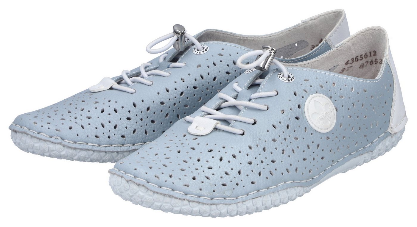 Rieker Slip-On Sneaker Schlupfschuh, Halbschuh, Freizeitschuh mit Schnellverschluss (blau/weiß)
