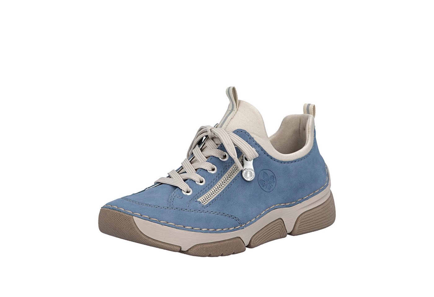 Rieker Slip-On Sneaker Schlupfschuh, Halbschuh, Freizeitschuh mit weicher Innensohle (blau/beige)