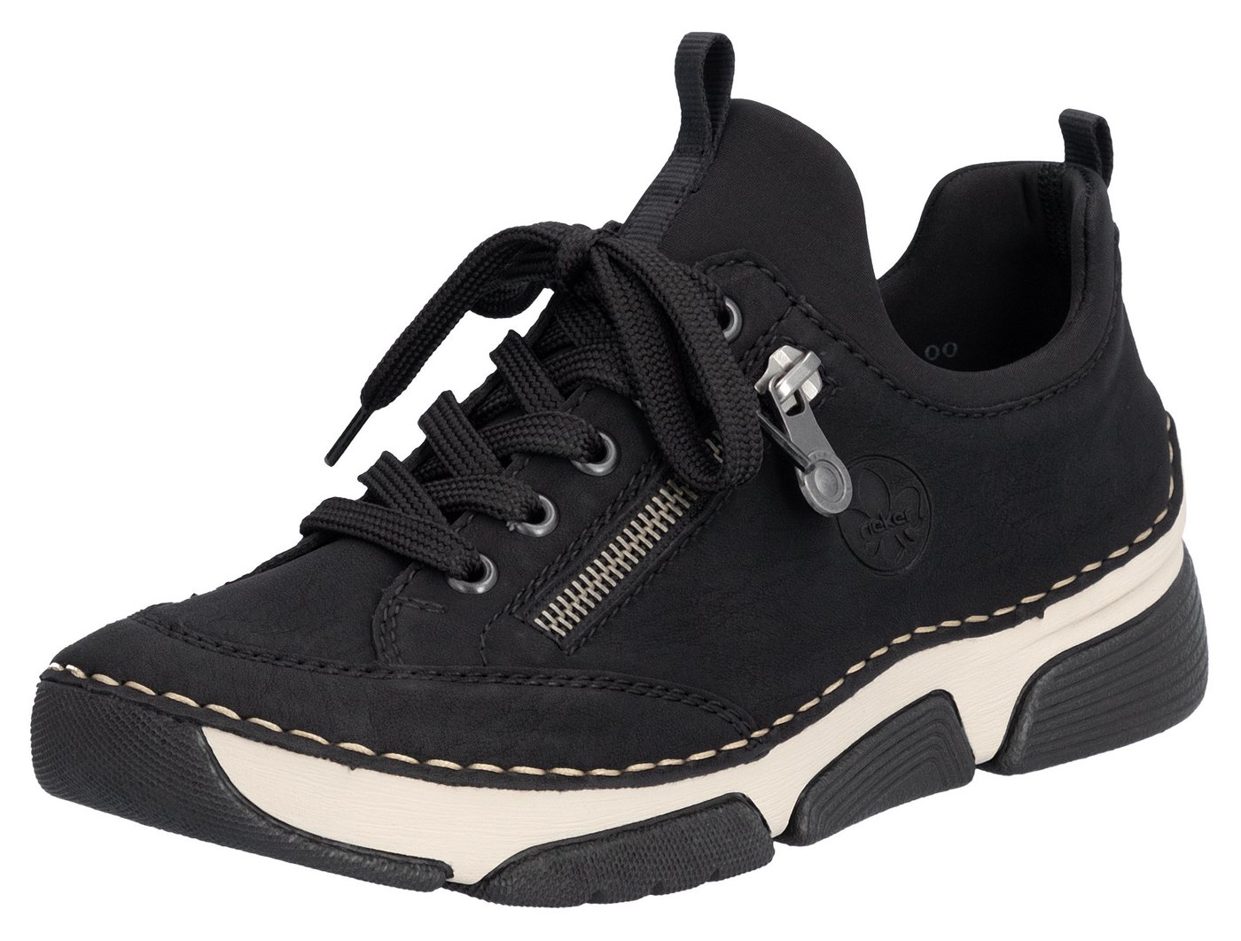 Rieker Slip-On Sneaker Schlupfschuh, Halbschuh, Freizeitschuh mit weicher Innensohle (schwarz)