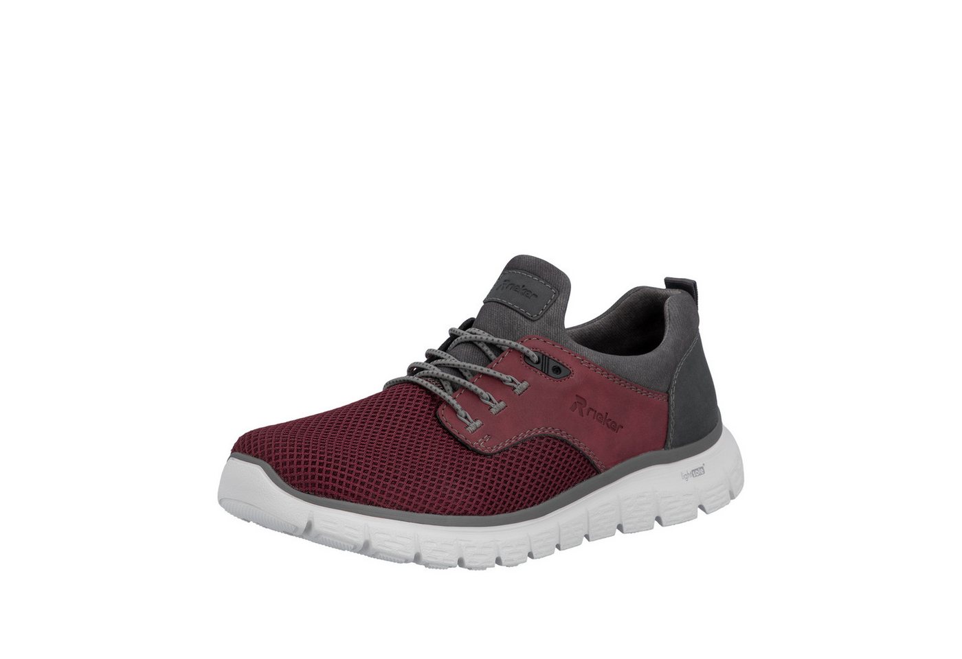 Rieker Slip-On Sneaker Schlupfschuh, Halbschuh, Freizeitsneaker mit Gummizug (grau/rot)
