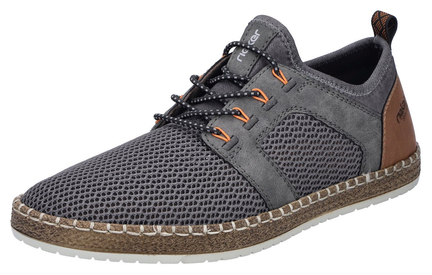 Rieker Slip-On Sneaker Schlupfschuh, Slipper, Freizeitschuh, elastischer Einstieg, Gummizug (braun/grau)