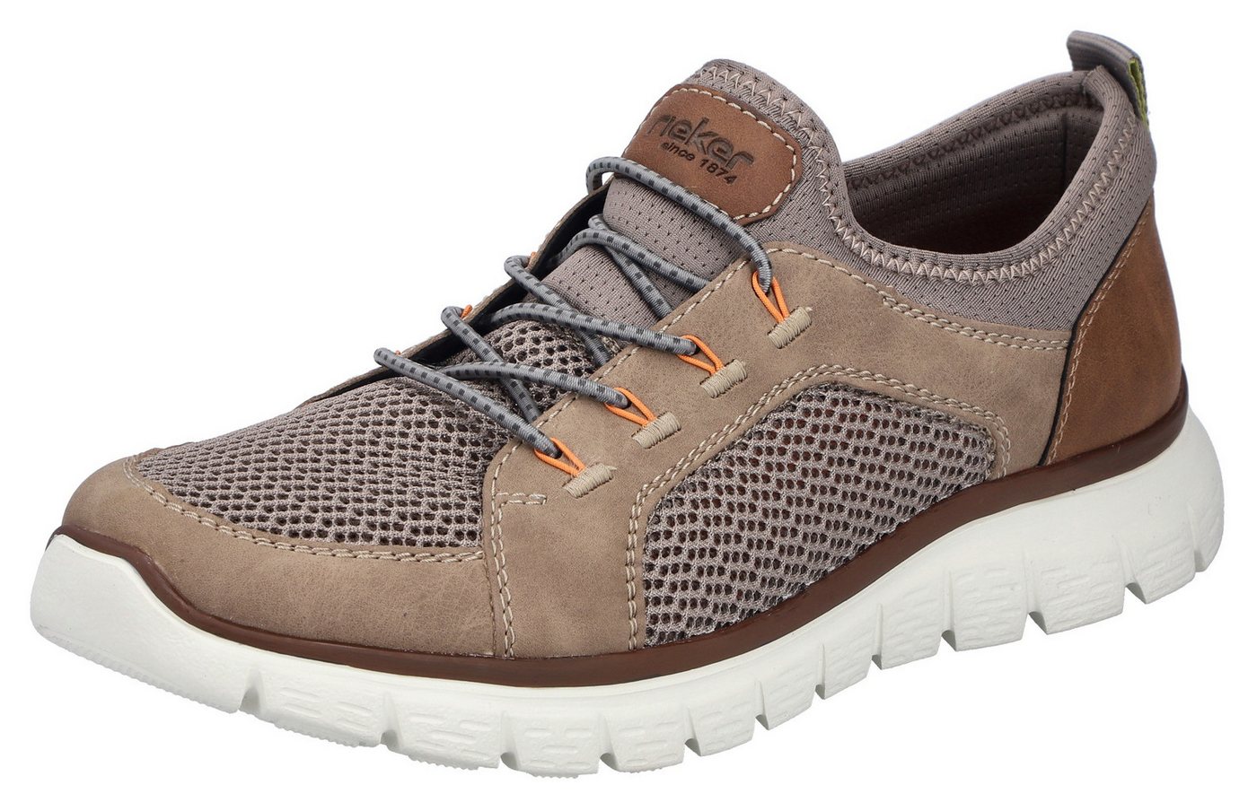 Rieker Slip-On Sneaker, Schlupfschuh, Slipper, Freizeitschuh, Gummizug und helle Laufsohle (beige/braun)