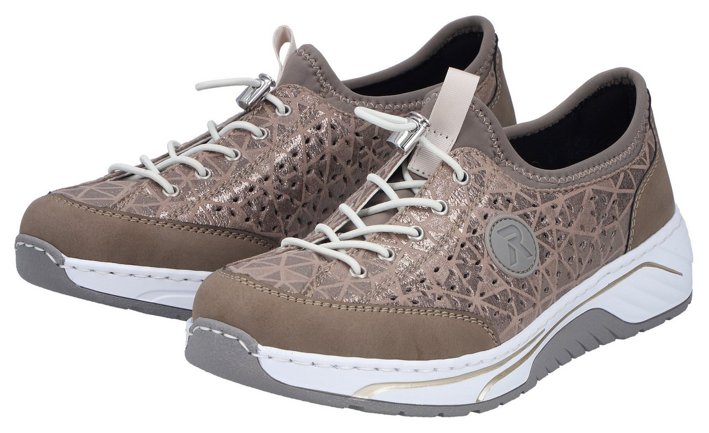 Rieker Slip-On Sneaker Slipper, Freizeitsneaker, Halbschuh in Metallic-Optik