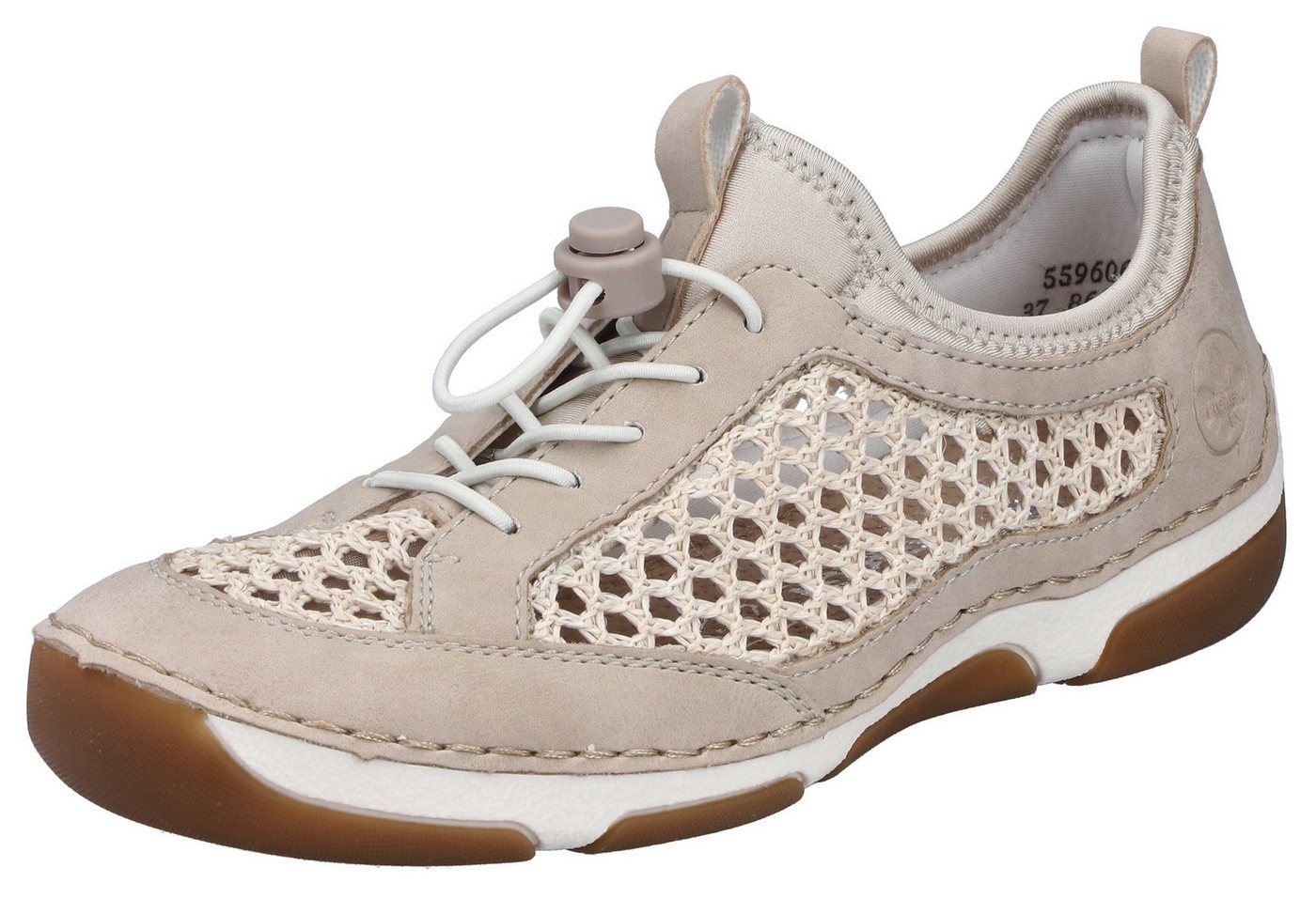 Rieker Slip-On Sneaker Slipper, Freizeitsneaker, Halbschuh mit Schnellverschluss (beige)