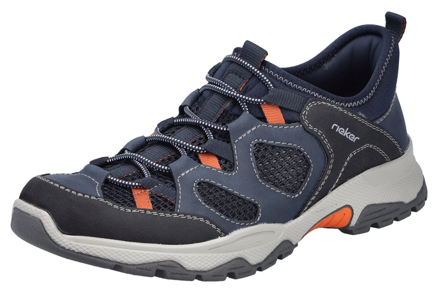 Rieker Slip-On Sneaker, Trekkingschuh, Outdoorschuh, Schlupfschuh mit Gummizug (blau/schwarz)