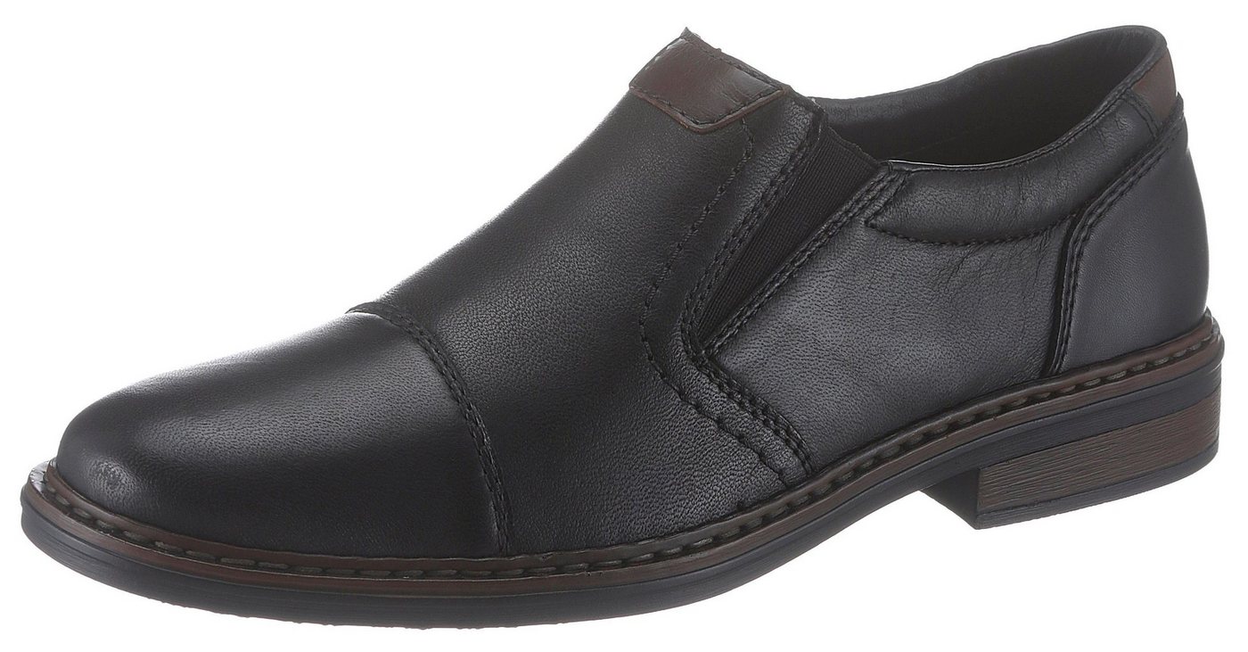 Rieker Slipper Anzugschuh, Business Schuh, Schlupfschuh mit stylischer Quernaht (schwarz)