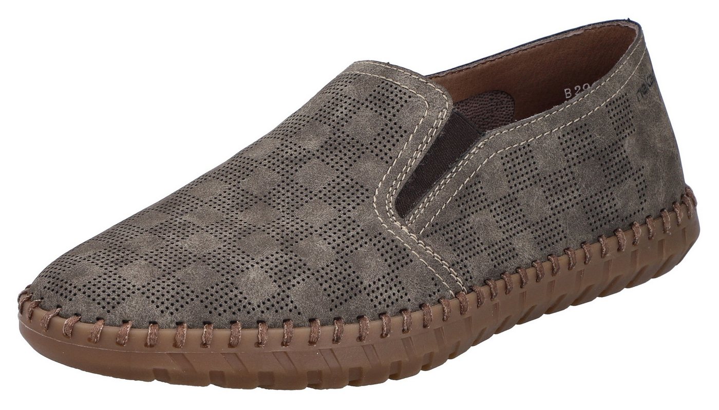Rieker Slipper, Loafer, Schlupfschuh, Casual-Slipper mit kleinen Stretcheinsätzen