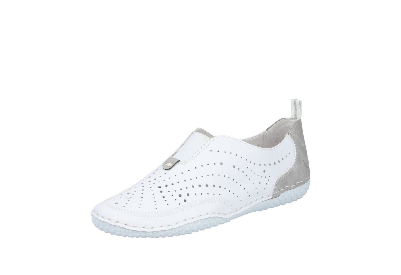 Rieker Slipper Slip-on Sneaker, Schlupfschuh, Halbschuh mit Gummizug (grau/weiß)