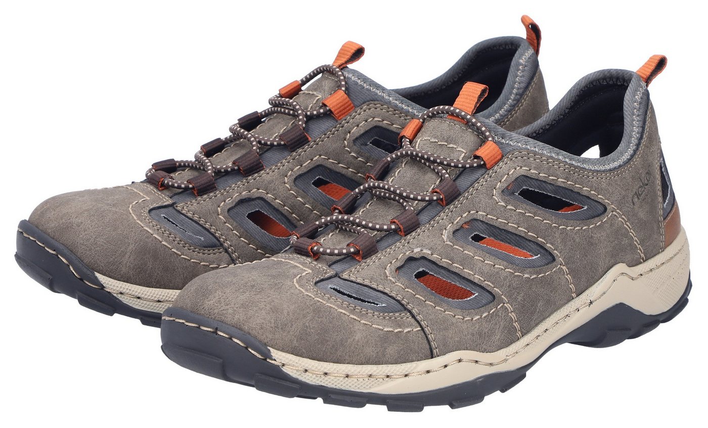 Rieker Slipper Trekking Schuh, Sandale, Sommerschuh mit praktischem Gummizug (braun)