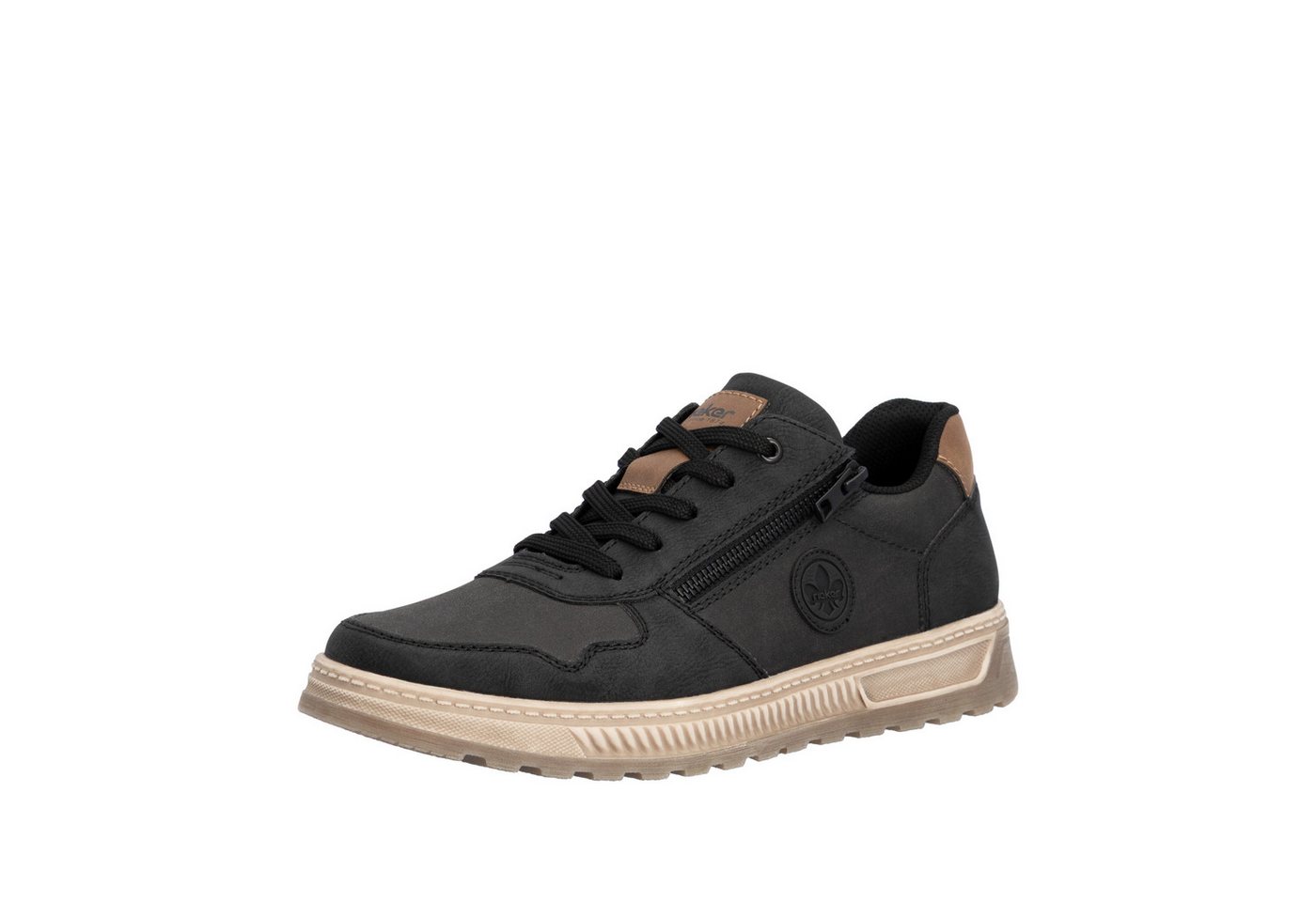 Rieker Sneaker Freizeitschuh, Halbschuh, Schnürschuh mit Kontrastbesatz (schwarz)