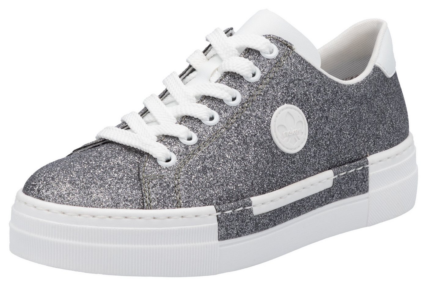 Rieker Sneaker, Freizeitschuh, Halbschuh, Schnürschuh mit Plateausohle (silber)